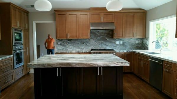 Kitchen Cabinet with two different wood colors