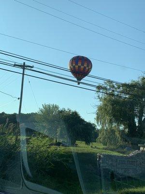 The hot air balloon was literally right above our truck this evening- so cool!