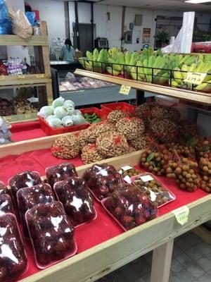 Every week we bring back fresh fruits from Dallas. We have rambutan, longan, bananas and much more.