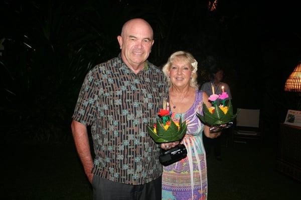 Our owner Pat and her husband enjoying a shore excursion in Thailand while sailing on the Silver Sea's Silver Whisper.