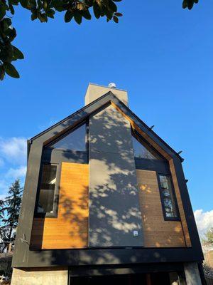 clement board stucco all over the chimney