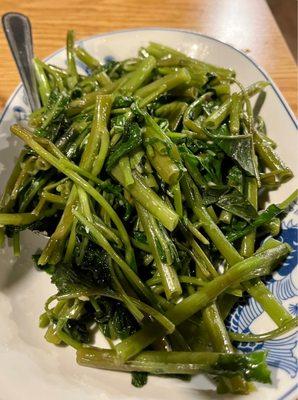 Tong Choy - aka water spinach, delicious with a subtle flavor and crunch.