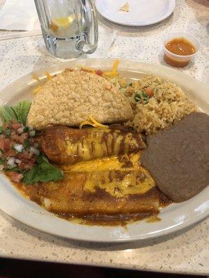 I liked the tamale. The beans and taco meat lacked seasoning. The cheese enchilada was good. The pico had a great flavor!