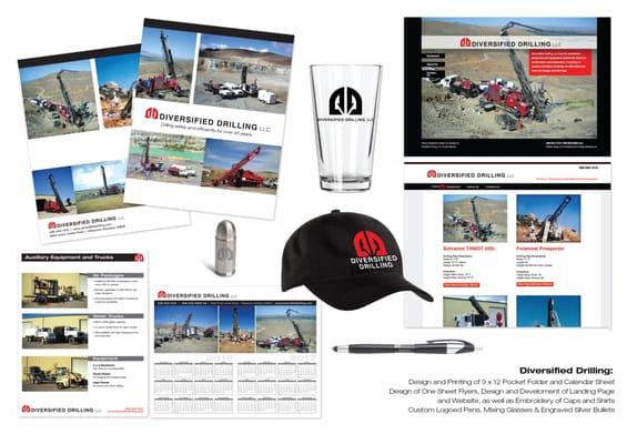 Diversified Drilling. Design and print pocket folder, calendar, one sheet flyers, landing page and website...