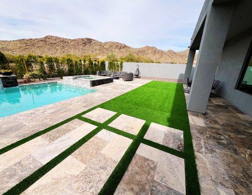 Silver Travertine and 108oz Turf!