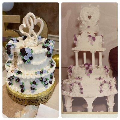 1st pic is the cake from Cake Boutique. 2nd is my parents original cake I was hoping to replicate. Colors are way off.