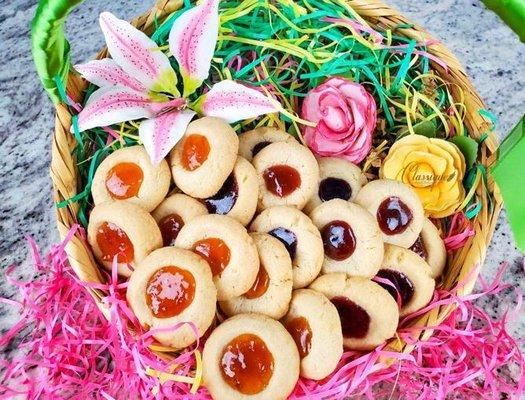 Strawberry, Orange and Blueberry Thumbprint Cookies