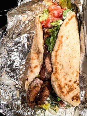 Chicken souvlaki. $8 -+ tip