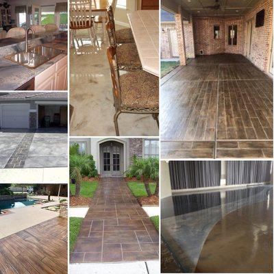 All of the pictures you see her are resurfsced concrete with a 10 year warranty!