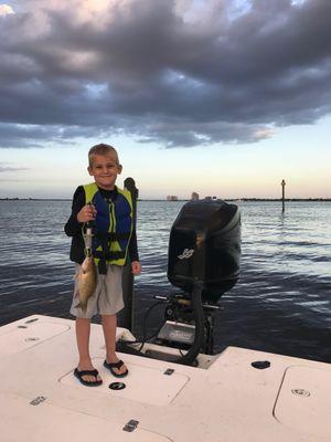 Sunset fishing trip. Great catch buddy.