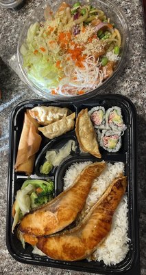 Salmon Poke Bowl and Salmon Bento Box