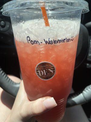 Pom-Watermelon was delicious and gave me plenty of energy for a long day! Lady was sweet and welcoming. Quick service too!