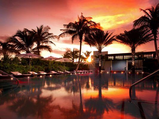 Umbrellas at hotel pool