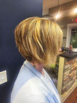 Foiled highlights and textures asymmetrical style.