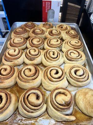 We also offer delicious homemade cinnamon rolls with cream cheese frosting (frosting not pictured)