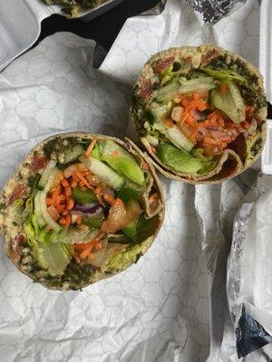 hummus and tabouleh wrap