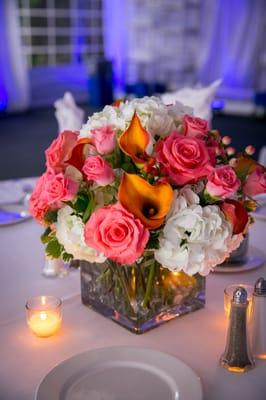 Square vase with Coral, Orange and White at the Westin, in Itasca