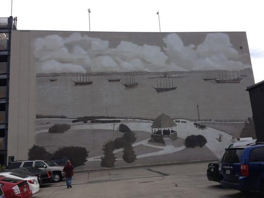 Mural on the side of the garage exterior