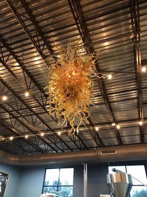 Dale Chihuily sculpture in brewery