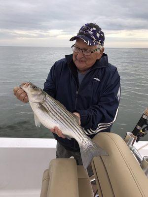 This Gentleman utilized a Topwater Tactic to land this nice Striped Bass