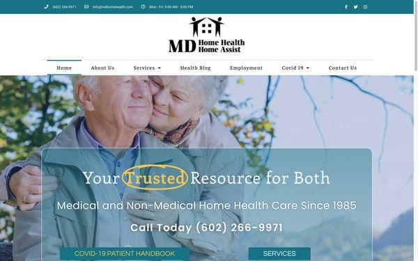 Custom wordpress web design for MD Home Health. Included were hosting and website management.