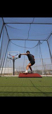 Bullpen session in our 70ft batting cage