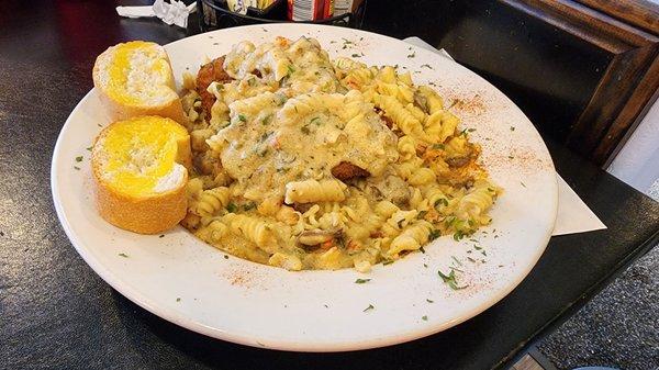 Paneed Veal with Crawfish Pasta