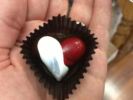 Free chocolate sample. Yummy!