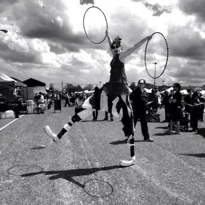 Stilt Walking in May's Landing, NJ's Mercado Market