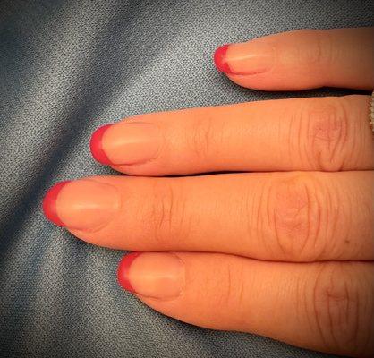 French tips (in red) over acrylic.