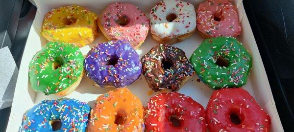 Rainbow donuts at Shipley's Buda location.