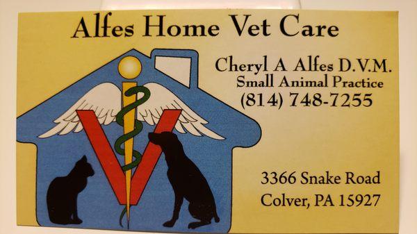 Alfes Home Vet Care (Business card)