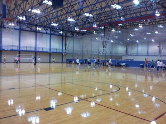 6 full size basketball courts, also used for volleyball and occasionally indoor soccer.