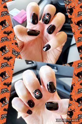 2021 Halloween Nails by Nancy! Her 1st ever (Baby) Spider Design attempt, not too bad. She did warned me I was her 1st design on this, hehe!