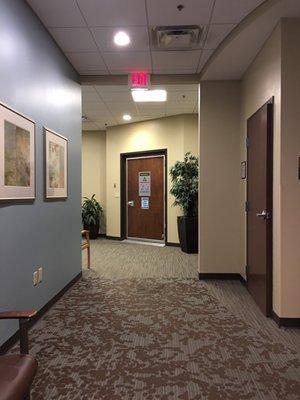 Hallway waiting area before receiving MRI.