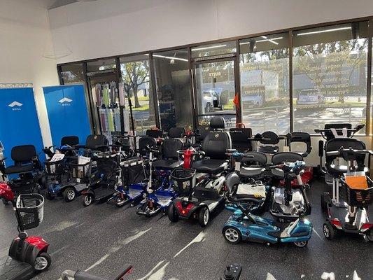 20-30 scooter options on our floor to demo or purchase always