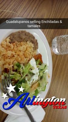 Grupo Guadalupano sold enchiladas plates for $5