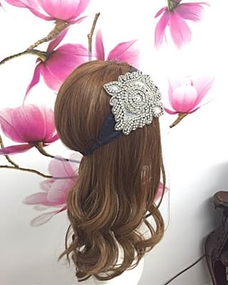 ** Highlighted European wig with light waves & crystalized headband **