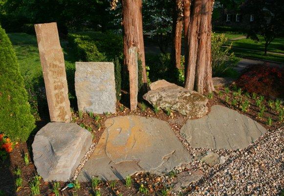 Stone slab and boulder feature