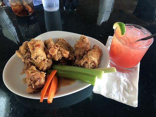 Asian sesame wings and Maui madras cocktail