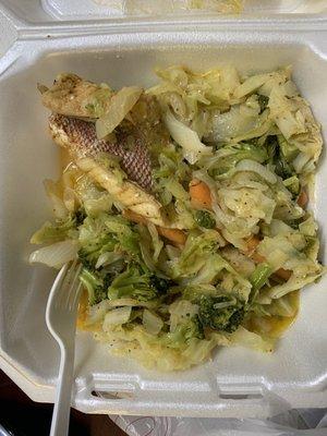 Steamed Snapper & Veggies out of the bag