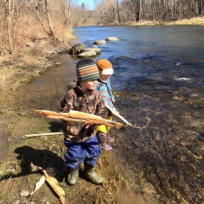 Preschoolers enjoying the creek