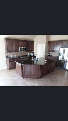 Cabinets Were Stain and We Painted Them A White Gloss Color