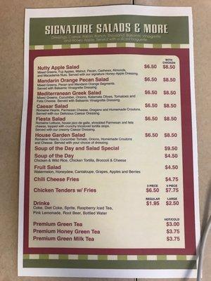 Take out menu