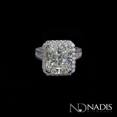 10.41 Carat Radiant Cut Diamond in a Halo Setting.