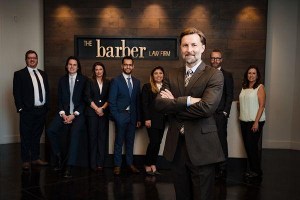 Reception area at The Barber Law Firm in Plano. Personal Injury Attorneys and Legal Assistants.