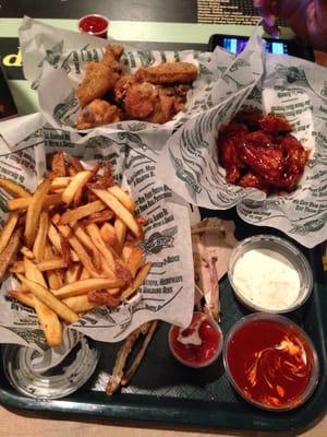 Yum!! Lemon pepper, BBQ, and delicious fries! Got a side of hot sauce too.