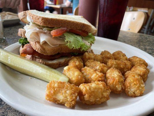 Turkey club with tots.