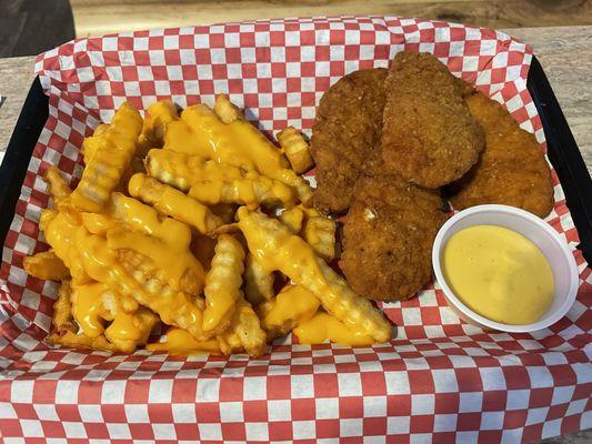 Cheese fries and  Chicken Strips