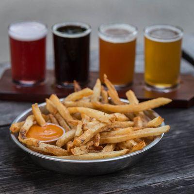 Hand cut fries, double-fried Belgian-style (your choice of peanut oil or duck fat), with house-made samurai sauce